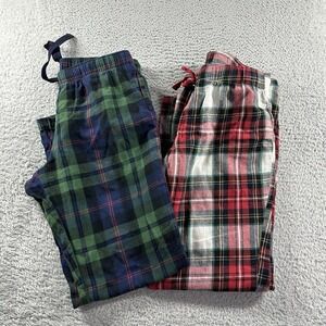 Old Navy Plaid Pajama Pants Womens Small Bundle Lot 2 Green Red Straight Fit